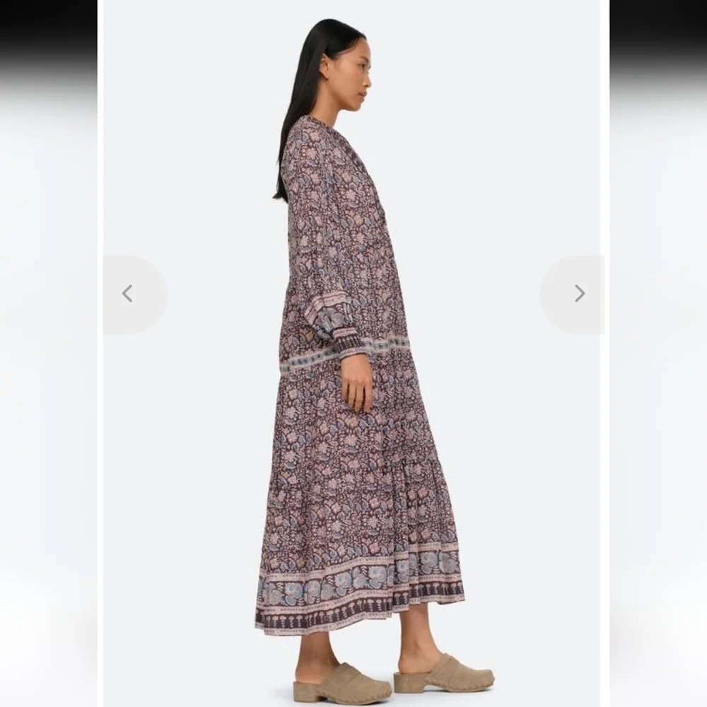 Sea New York Amaki Lilac Whimsical Cottagecore Bohemian Floral Maxi Dress L Bx22 - Picture 2 of 16